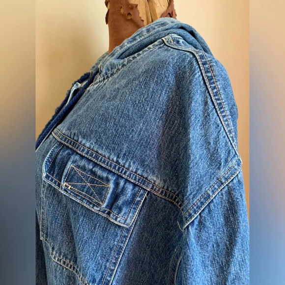 Vintage L.A. Blues Oversized Denim Jacket W/Hood Size 30/32w 90’s barn utility - Picture 8 of 12